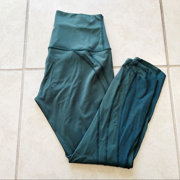 lululemon athletica Pants - Lululemon Wunder Under Crop - Laser Cut Dark Fuel Green Leggings